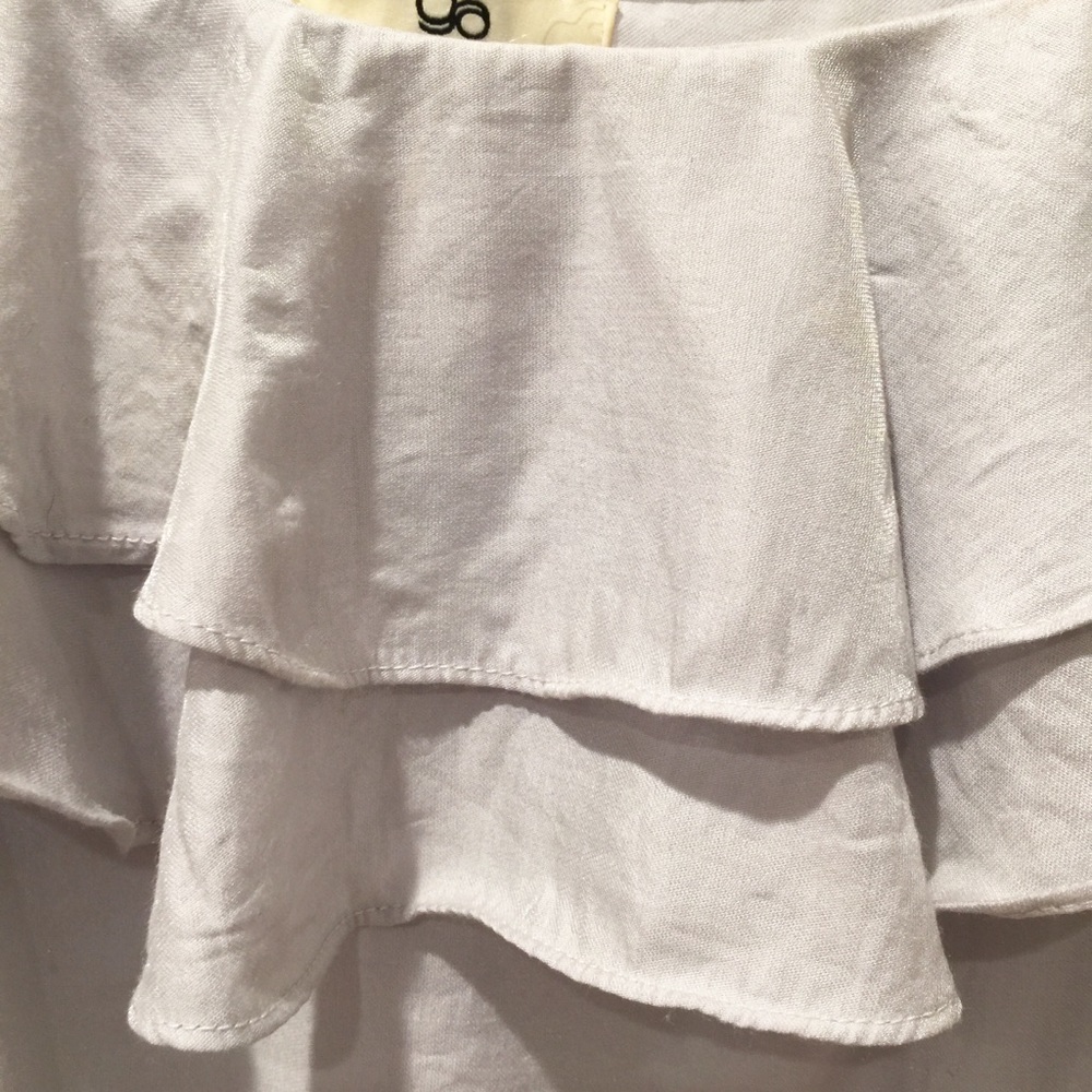 Light Blue Silver Grey Gorgeous Ruffle Dress M YA - Picture 4 of 8